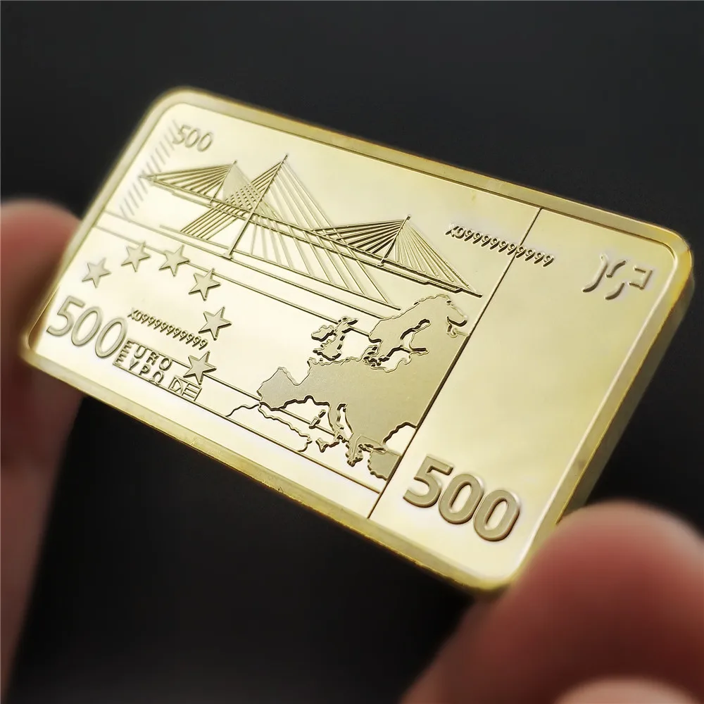 5 шт. Европейский Золотой бар 999 9 позолоченные металлические стержни 500 евро