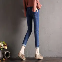2019 новая Корейская версия небольшой ноги прямые женские джинсы весна вышитые узкие джинсы женские брюки