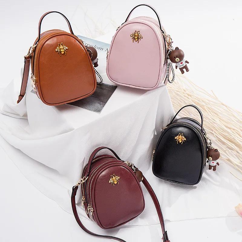 Donne Cuoio brown Delle Modo Sacchetto Della borgogna Del Alta Rosa Dell'unità Con Qualità Mini Il colore Borsa Borse Hps106 Per A Di Marca Elaborazione Orso Crossbody Signora Nero Ansloth Spalla Le 8EqXp0