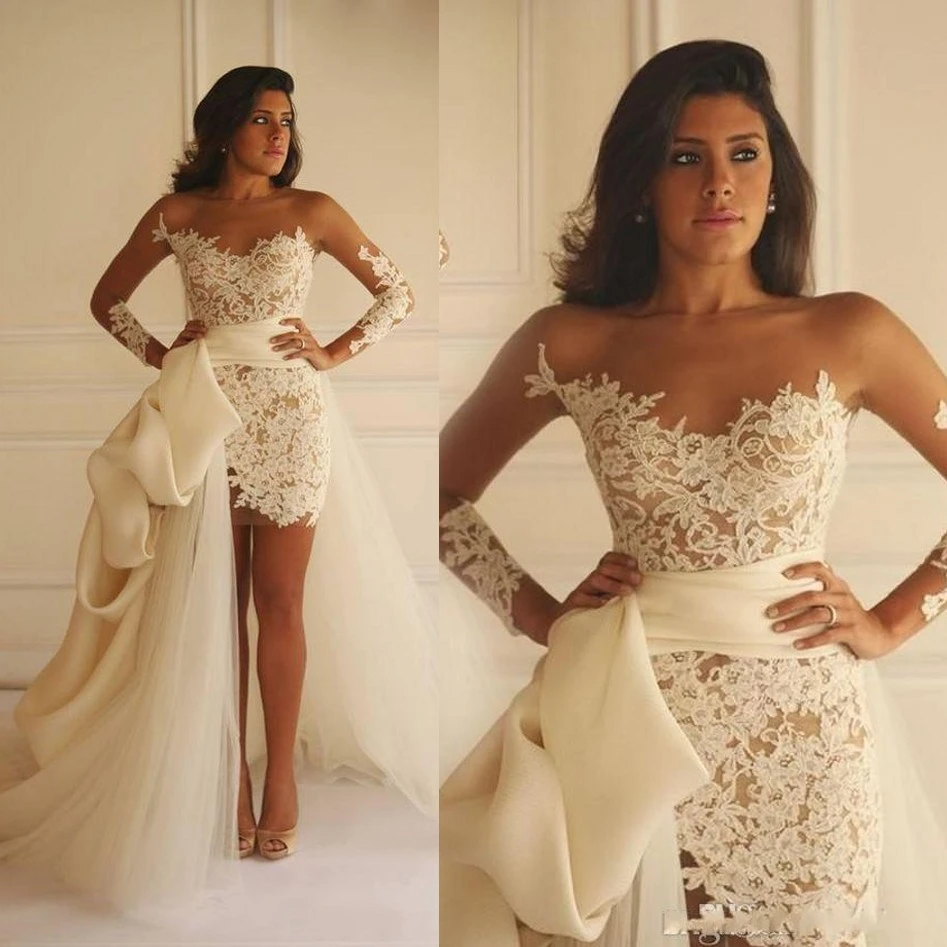 Short wedding dress with long train Clearance