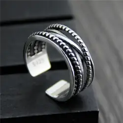 C & R 925 стерлингов Серебряные кольца для Для женщин мужчин ретро открытие Ткань Веревка форма тайский серебро кольцо Fine Jewelry размеры 5-8
