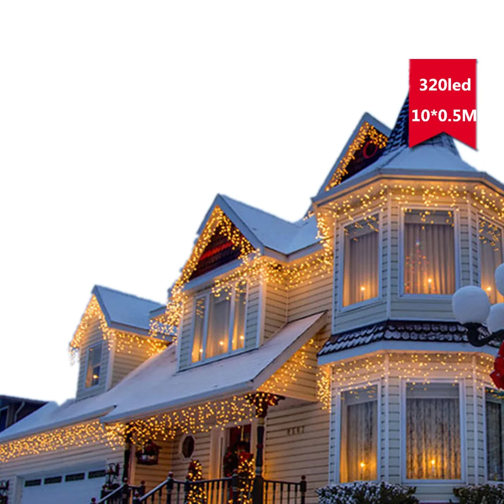 

110V 220V EU/US Plug 10M 320LED Chrismas Lights Outdoor Warm White Wedding New Year Xmas Decoration Twinkle String Fairy Lights