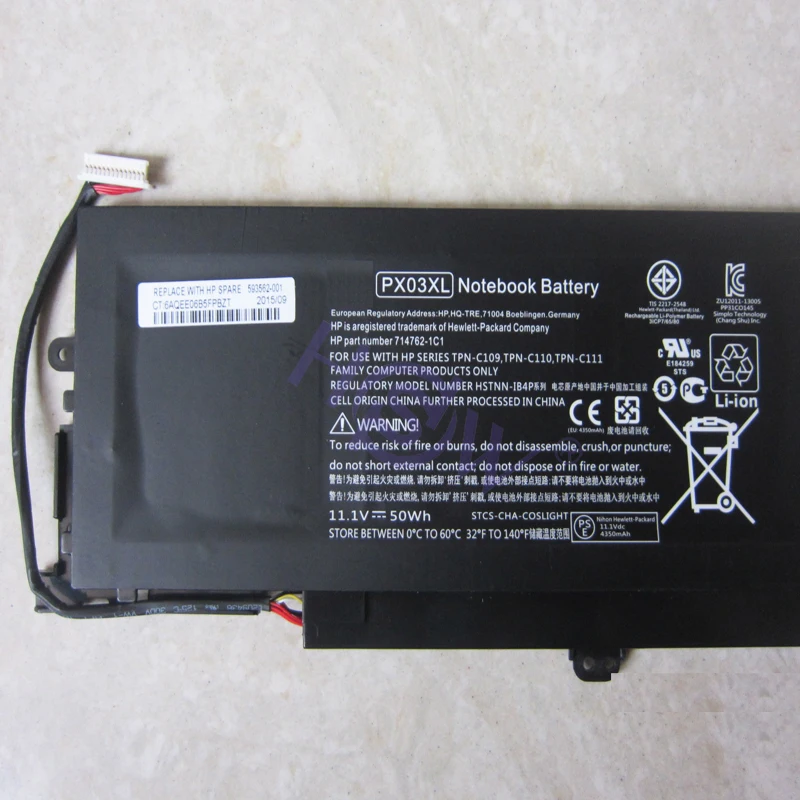 HSW для Аккумулятор для ноутбука HP PX03XL 714762-2C1 714762-421 HSTNN-LB4P TPN-C109 TPN-C110 TPN-C111 Аккумулятор akku