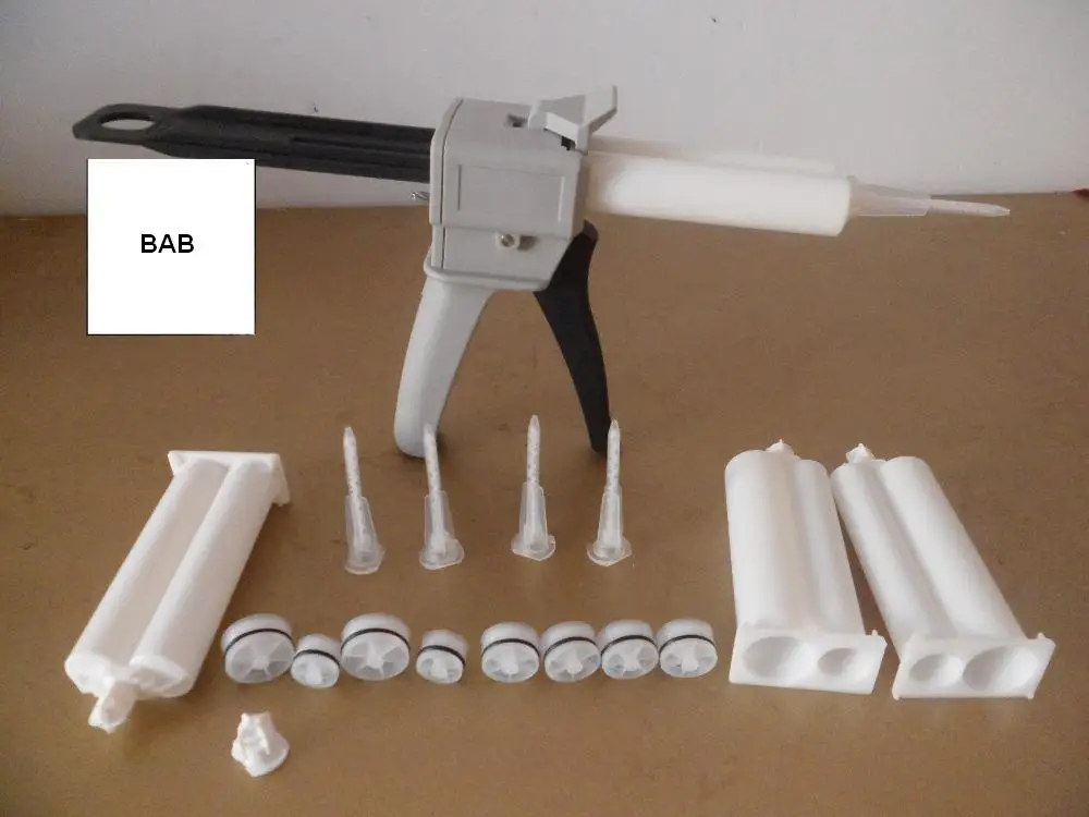 Epoxy resin AB Glue caulking Gun/cartridge 50 ML 2:1 & 1:1 Universal Manual Dispense mixing Gun with Cartridge & Mixing Nozzle Epoxy resin AB Glue caulking Gun/cartridge 50 ML 2:1 & 1:1 Universal Manual Dispense mixing Gun with Cartridge & Mixing Nozzle