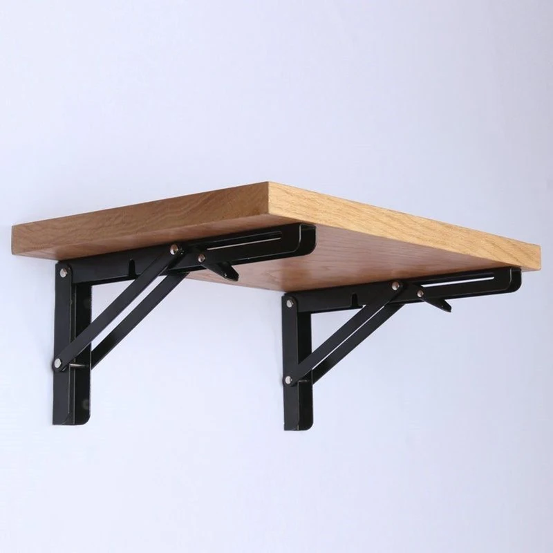 

2 Pieces Black Paint Stainless Steel Table Bracket Wall Mounted Folding Shelf Bench Seat Bracket HUG-Deals