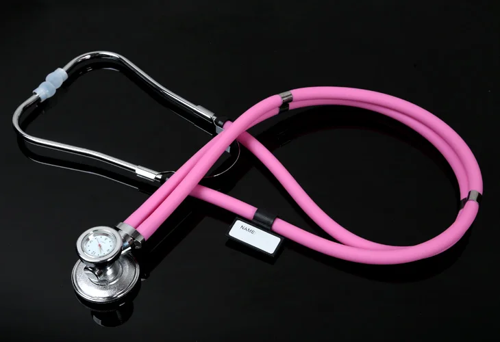 Профессиональный медицинский фетальный стетоскоп для кровяного давления с часами Sprague Rappaport стетоскоп с двойной головкой - Цвет: Pink