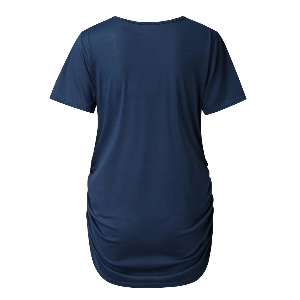Женская блузка для беременных с короткими рукавами и круглым вырезом, рубашка для беременных, женская одежда, синий цвет, ropa maternidad mujer