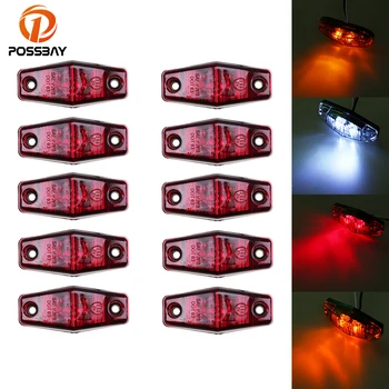 

POSSBAY 10Pcs 2 LED Truck Side Maker Lights Trailer Clearance Tail Lamp 12V-24V Rear Lights Yellow/Red/White Warning Lamps