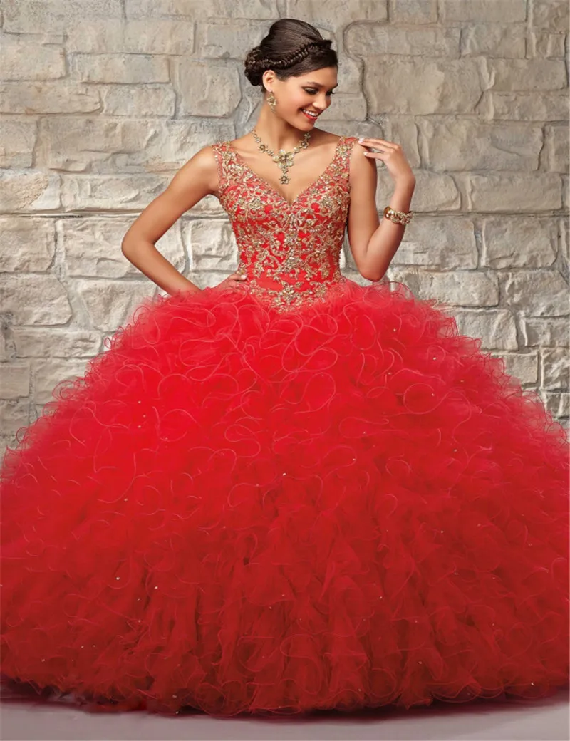 big red quinceanera dresses