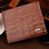 Crocodile Grain Genuine + PU Leather Short Design Wallet Fashion Coin Money Bag Card Holder Carteira Brown Purse For Men ► Photo 2/4