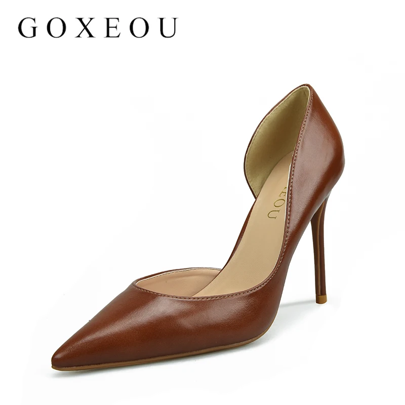 

GOXEOU Shoes Women High Heels Pumps black High Heels 10CM Women Shoes Party Wedding Shoes Pumps Black brwon Shoes