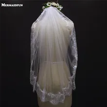 Однослойная кружевная вуаль для невесты с ресницами белый короткий цвет слоновой кости Свадебная вуаль свадебные аксессуары Veu De Noiva с кружевом