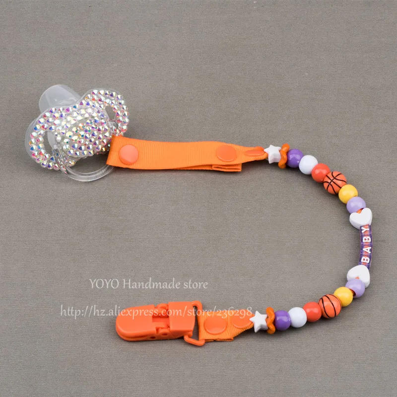 MIYOCAR-любое имя может сделать красивая, безопасная синий градиен бусины пустышка Клип соска держатель Соска-пустышка с клипсой-держателем цепи