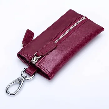 

2019 Fashion Multi-function Real Cowhide Genuine Leather Unisex Women Men Wallet Car Key Bag Holder Solid Black Red Brown Blue