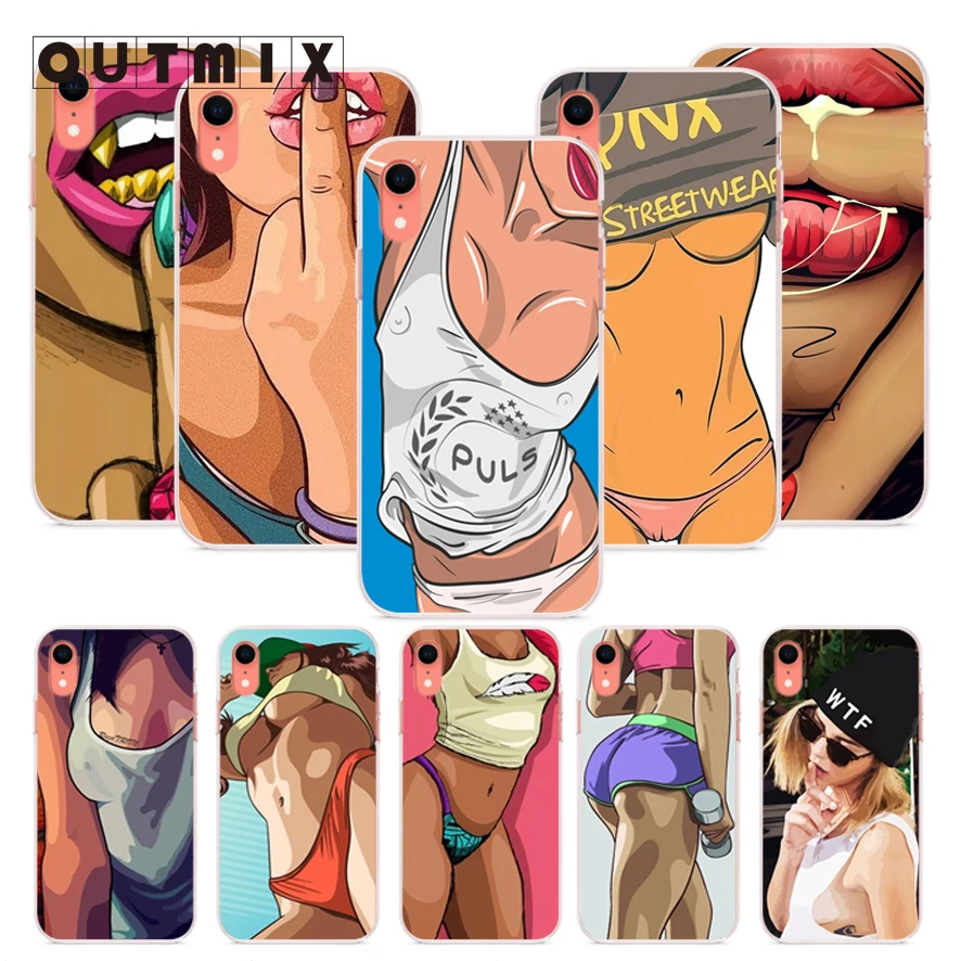 

OUTMIX Smart Sexy Hot Girl Coque Covers For iPhone 7 7plus 8 8plus X XS XR max 5 5s 6 6S 6plus Coque bumper