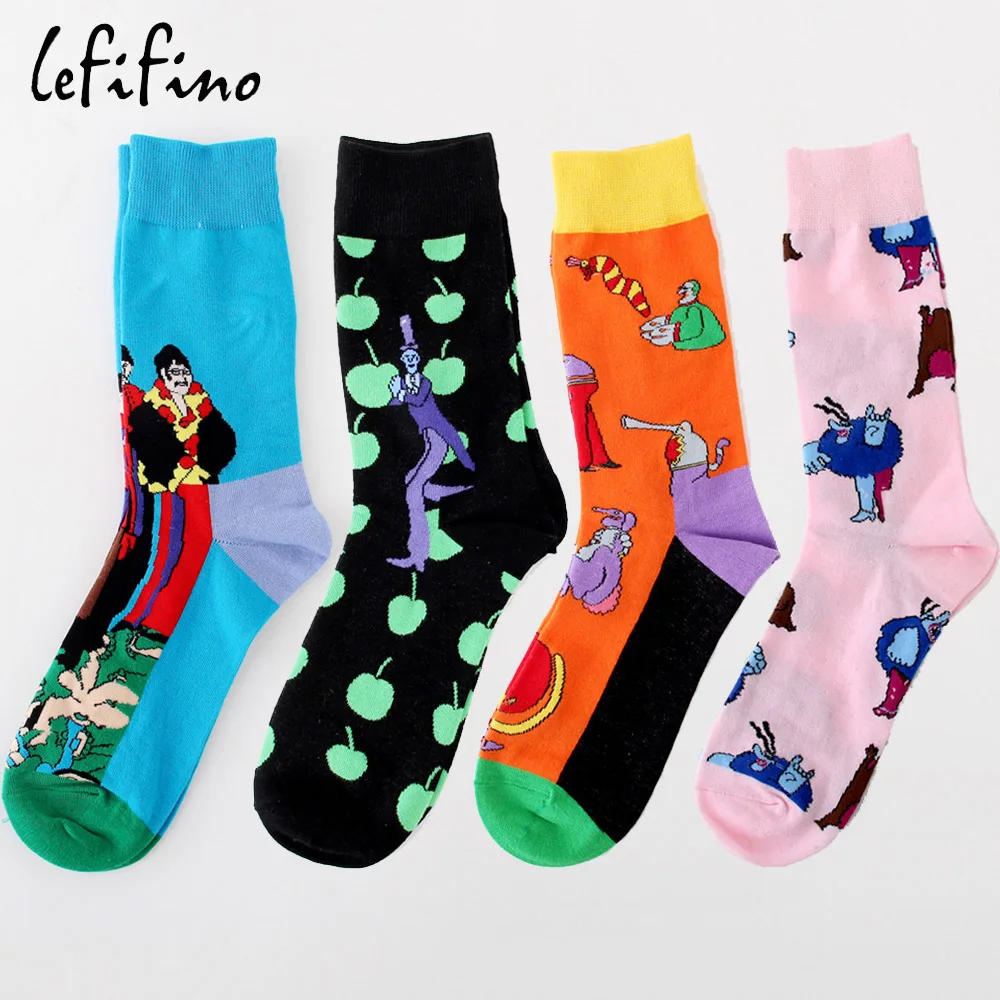 

men cotton colorful socks cartoon vivid plot pattern funny socks male happy airplane magician magic circus crew socks Ne70330