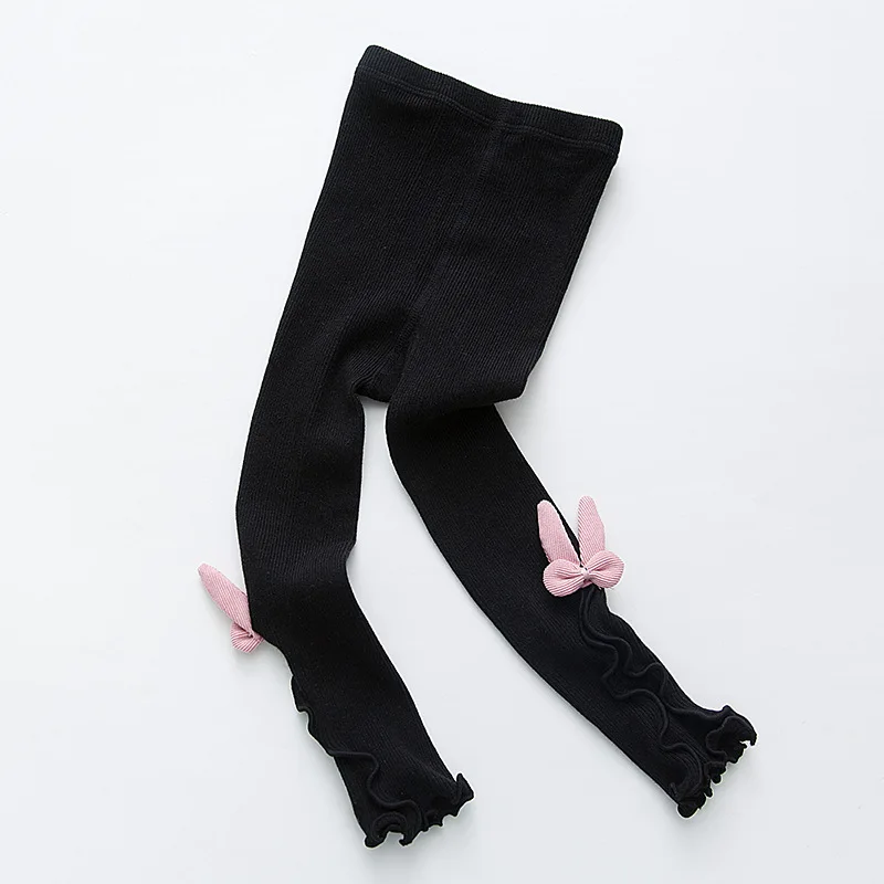 Детские леггинсы для малышей новые летние хлопковые штаны для девочек с объемной вышивкой кролика - Цвет: Черный