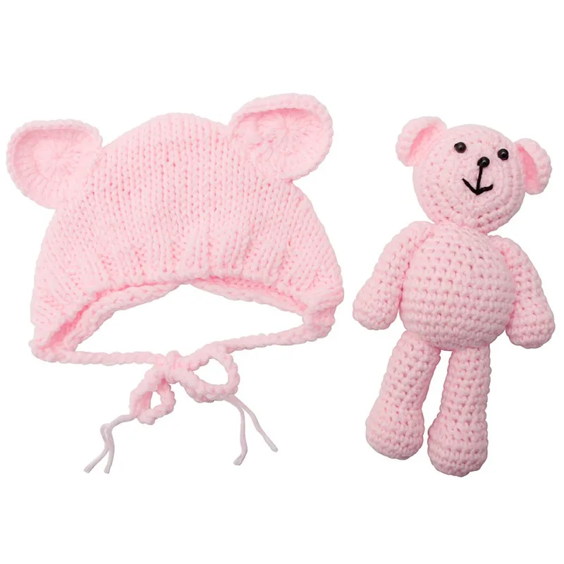 1 комплект, Детская шапка-медвежонок для новорожденных, реквизит для фотосессии, вязаная шапочка, аксессуары для фотосъемки