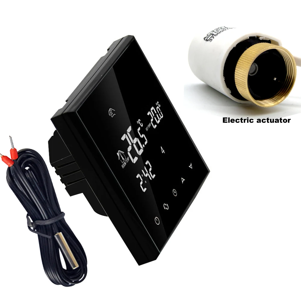 

Double sensor Programmable LCD Touch Screen floor heating Electric actuator thermostat with Room