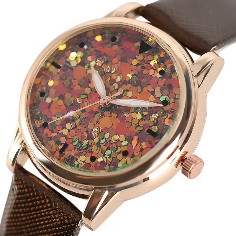 

Fashion Women's Watches Heart Glitter Sequin Blink Quartz Wrist Watch Casual Analog Modern Business Ladies Elegant Watches Gift