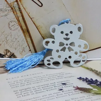 

FREE SHIPPING 50pcs/lot Lovely Bear Bookmark with Elegant Silk Tassel Wedding Favors Pink Color Party Favors Baby Shower