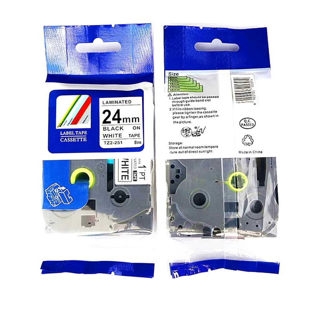 40 шт. совместимый p touch tze 251 tz251 tze251 24 мм * 8 м черный на белом TZ2 для принтера brother Label