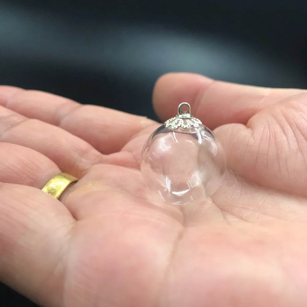 1/3/5X 18mm Glass Orb Beads globe locket hollow bubble dome cover wishing bottle jars necklace round ball charm vial diy pendant 4