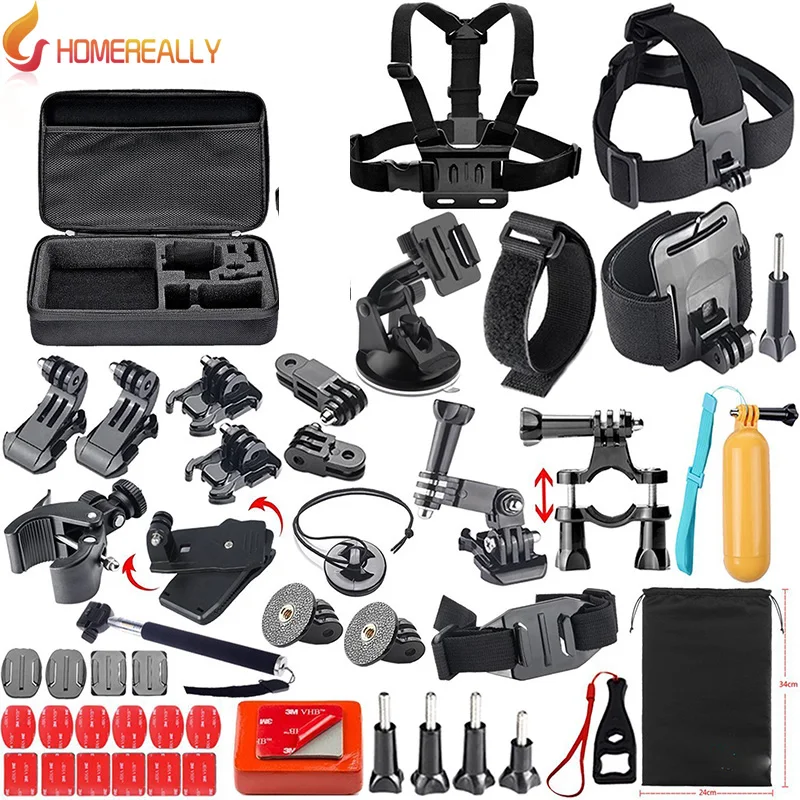 

Outdoor Sport Camera Accessories Kit for Gopro Hero 5 4 3 SJCAM SJ4000 SJ5000 Bundles with Chest Harness Mount/Suction Cup Mount