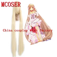 MCOSER Косплей Chobits-Chii Женские аниме 130 см длинные бежевые прямые лолита вечерние синтетические волосы полный парик