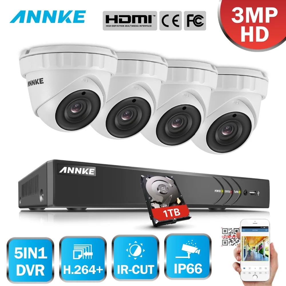 ANNKE 4CH 3MP 5in1 font b CCTV b font DVR HDMI Hybrid 4PCS 3MP Smart IR