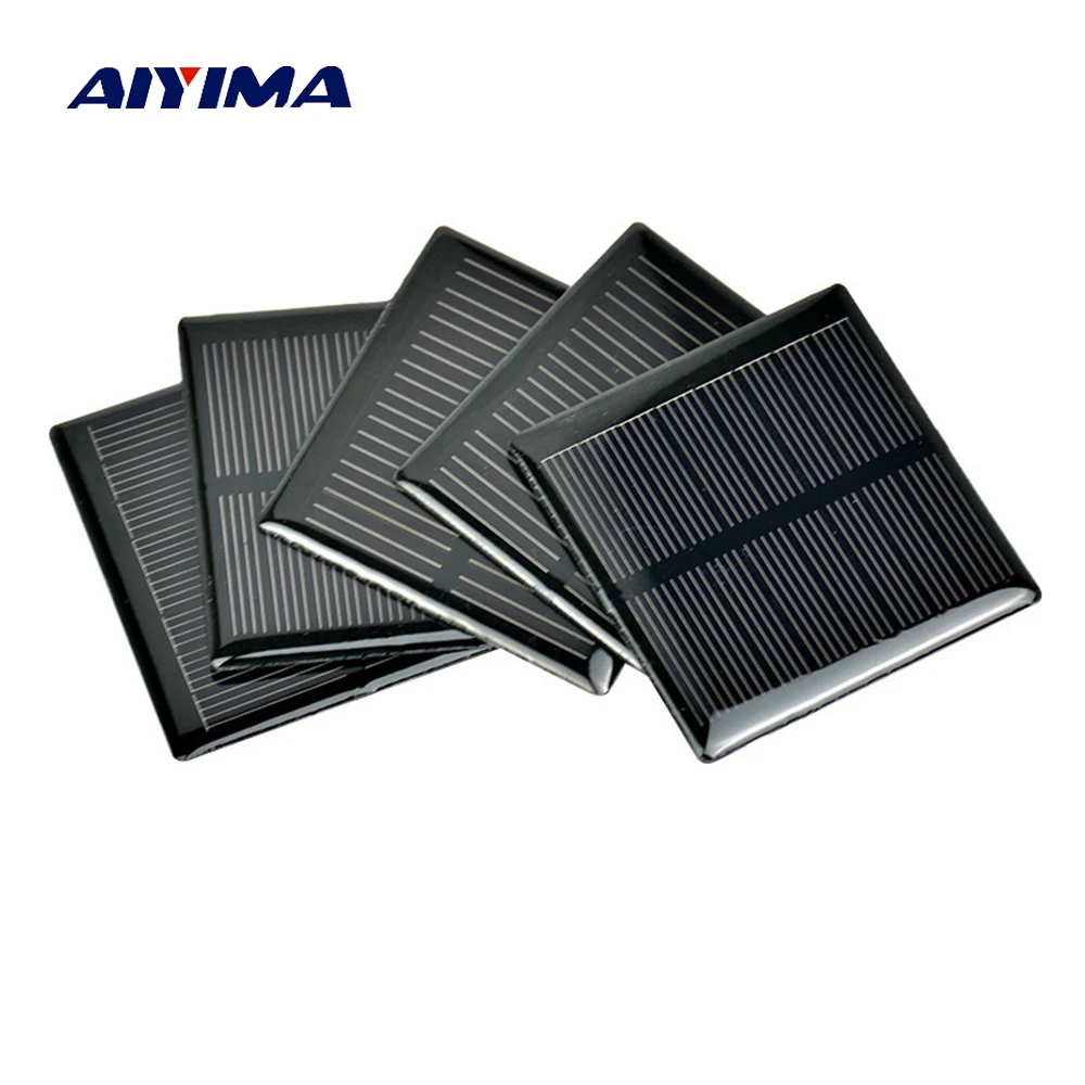 

Aiyima 5pcs 63 * 63MM Solar Panels 4V 90mA Solar Cell Polycrystalline Epoxy Solar Board For Chargering DIY