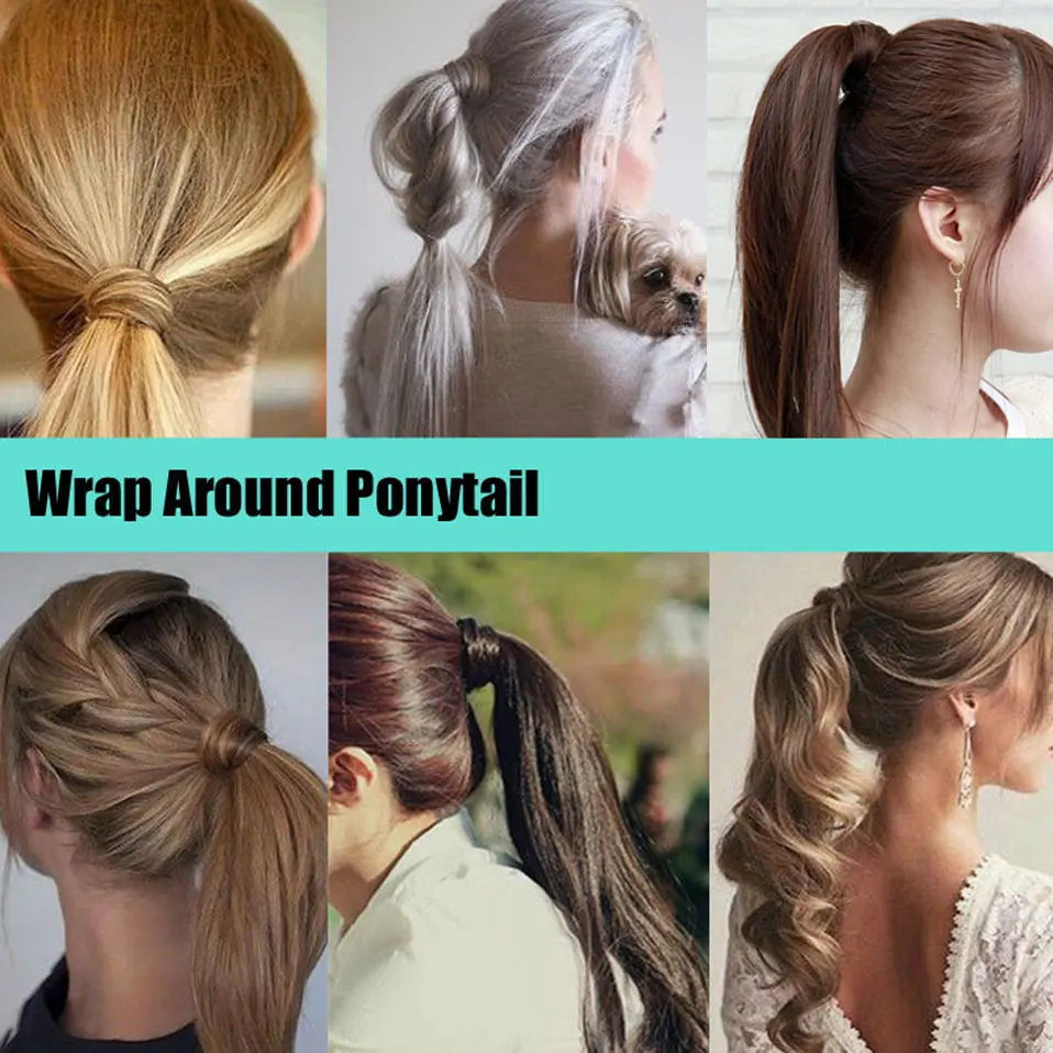 s-noilite Clip In Ponytail Synthetic Wrap Around Ponytail Clip In Hair Extension Long Curly Hairpiece Fake Hair Braid Ponytail