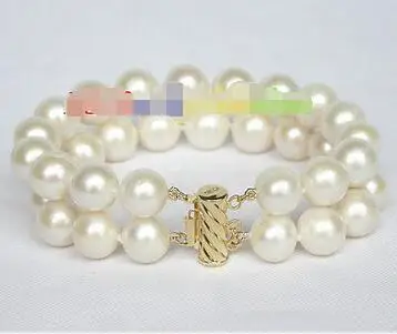 

Shipping >> new hot Genuine 8" 12mm round white Freshwater pearls bracelet 14K/20 gold clasp j8535