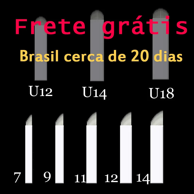 100 шт. 0,18 мм Lamina Tebori Flex Microblading 12 14 16 18 U форма иглы татуировки для перманентного макияжа бровей лезвия ручка-держатель игл