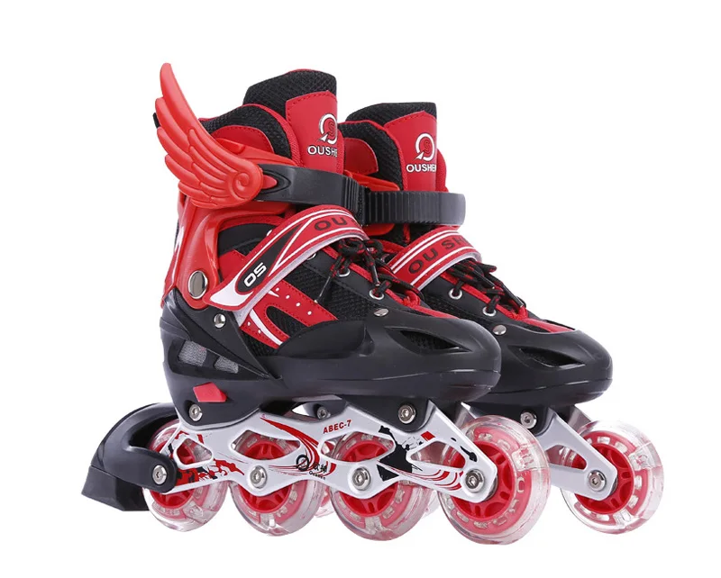 1 زوج المراهقين الأطفال مضمنة تزلج الأسطوانة أحذية التزلج قابل للتعديل قابل للغسل PVC وامض عجلات Patines للأطفال فتاة الصبي