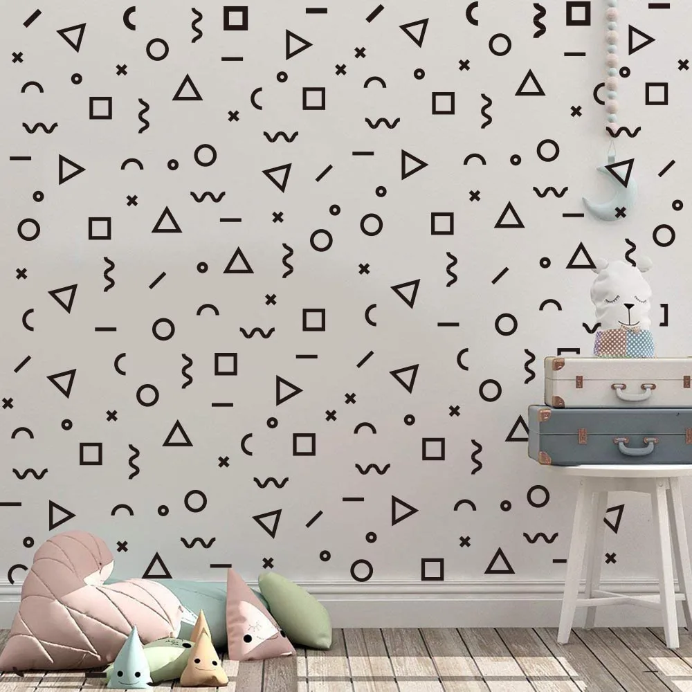 

Cartoon Geometric Line Dots Wave Semicircle Wall Sticker Baby Nursery Kids Room Geometric Pattern Wall Decal Bedroom Vinyl Decor