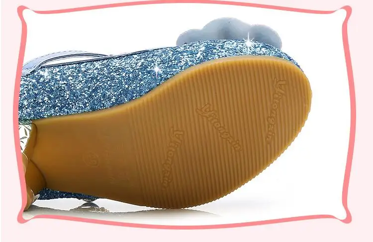 Sapatos de Casamento Sandálias de Salto Sapatos de Festa Moda com Arco Meninas Brilhar Nova Marca Alto Crianças Elsa Princesa Crianças Dança da 23 dança crianças moda festa sapatos com arco