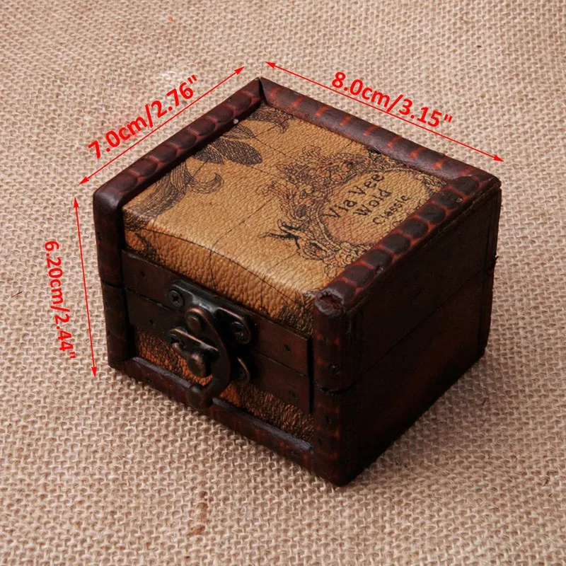 Винтажные деревянные карты коробка для хранения случае ювелирные запонки грудь маленький подарок новый