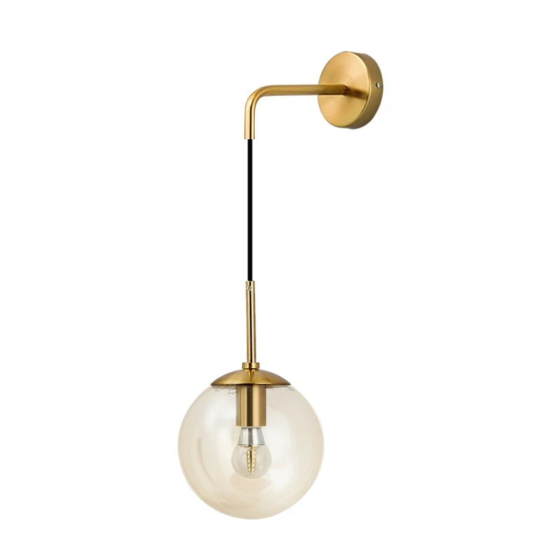 Ретро лампа, Скандинавский современный светодиодный настенный светильник, настенный светильник, стеклянный шар, столовая прикроватная лампа E27, настенный светильник для коридора, паба, кафе, Aplique