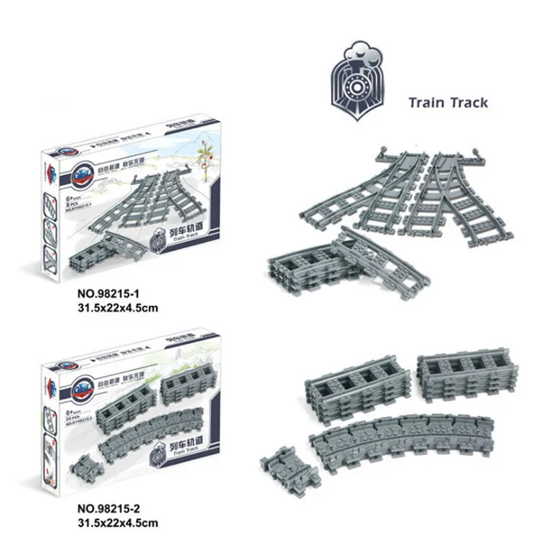 KAZI поезд трек Строительные кирпичи пластиковые рельсы трек для поезда прямой и изогнутый и высокий и Мягкие развивающие игрушки