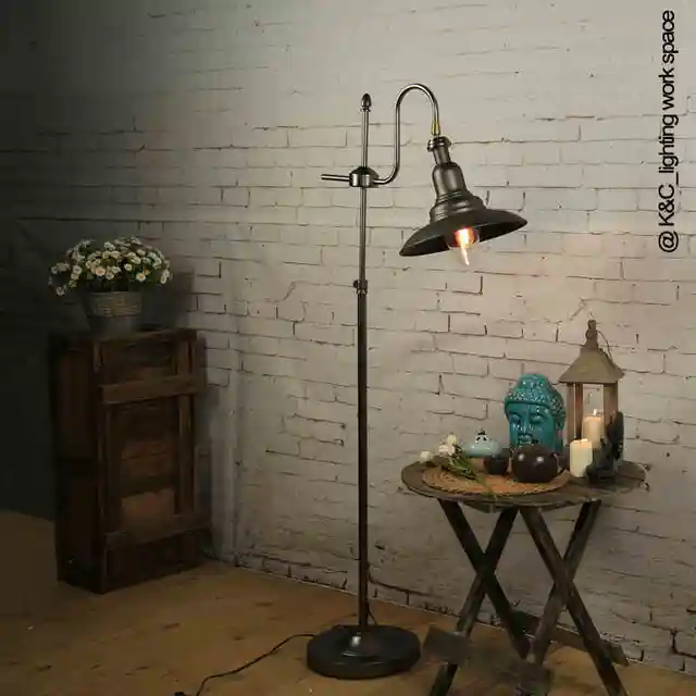Industrial Vintage Loft Style Wrought Iron Adjustable Floor Lamp ... Industrial Vintage Loft Style Wrought Iron Adjustable Floor Lamp ...