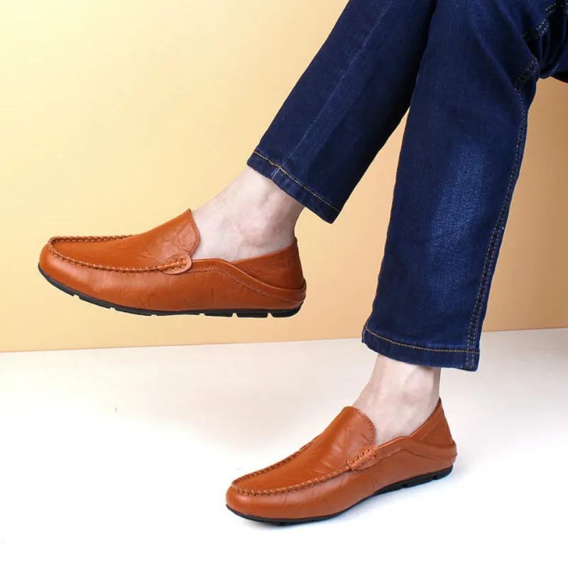 

Dropshipping Shoes Genuine Leather Comfortable Casual Sport Footwear Chaussures Flats for Men Slip on Zapatos Hombre Lazy Shoes