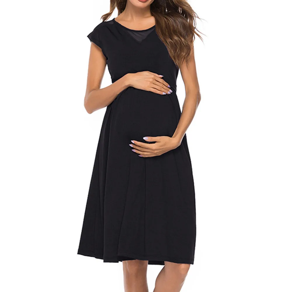 

Maternity Dress Polyester 2019 Sexy Maternity Dress Pregnant Fashion Hollow Lactation Short Sleeve Dress Pregnancy Dress Summer