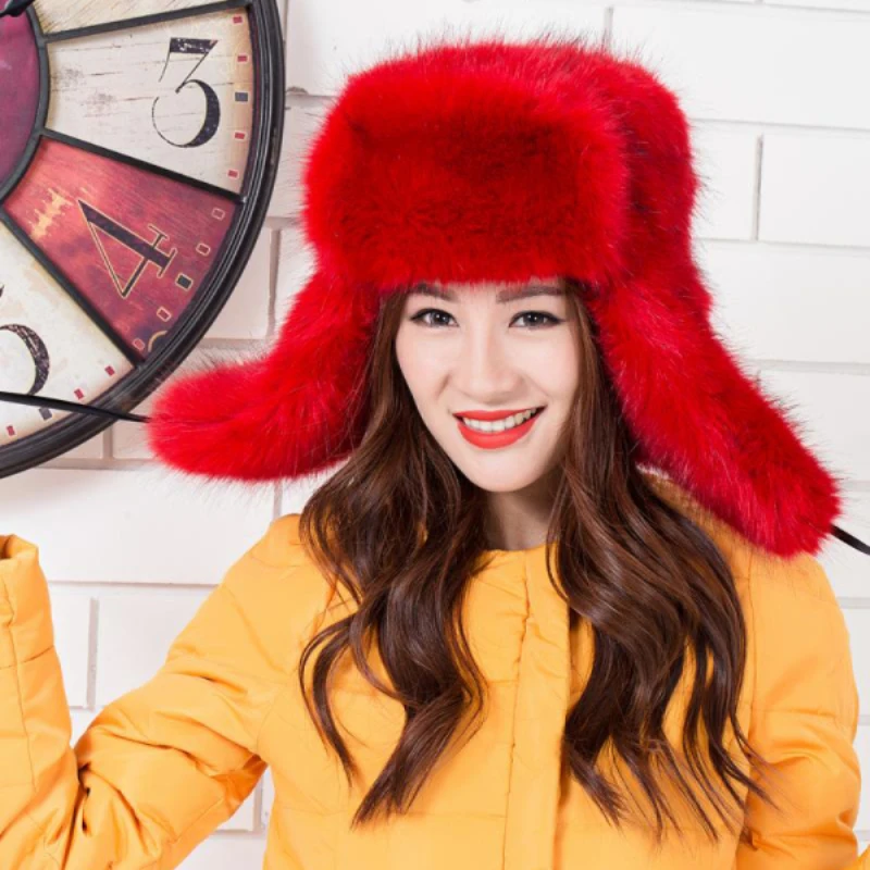 MZ250 Thick Warm Winter Bomber Hat for Women High Quality Russian