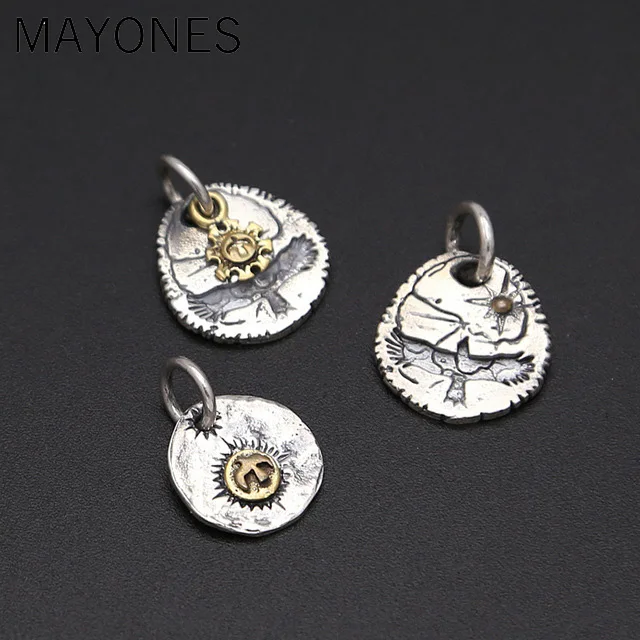 S925-Sterling-Silver-Jewelry-Vintage-Thai-Silver-Takahashi-Goro-Handmade-Small-Eagle-Male-And-Female-Pendant