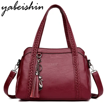 

2018 Fashion Women Genuine Leather Handbags Totes Bags Soft Sheepskin Tassel Women Shoulder Bag Crossbody Bags for Women