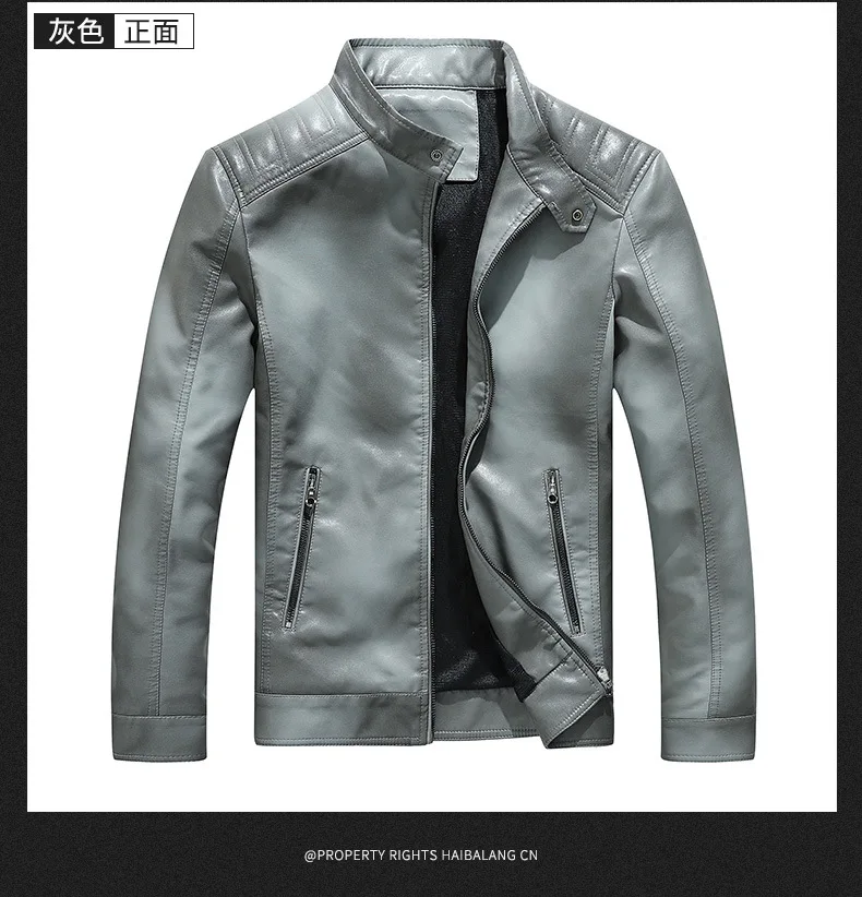 

2019 PU Leather Jackets Autumn Solid Stand Collar Men Jaqueta Masculina M-3XL