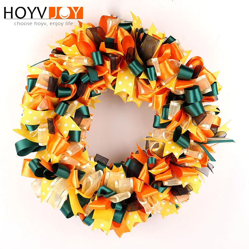 

HOYVJOY Silk Wreath Decoration Christmas Halloween Festival Decor 30cm Hand on the Wall Colorful Two Styles