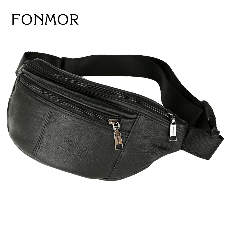 Fashion Men&#39;s Fanny Pack Genuine Leather Travel Waist bag high grade Men Bags Shoulder travel ...