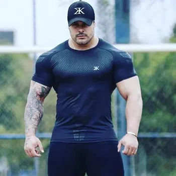 

Quick Dry Compression Men's Short Sleeve T-Shirts Running Shirt Fitness Tight Tennis Soccer Jersey Gym Demix Sportswear